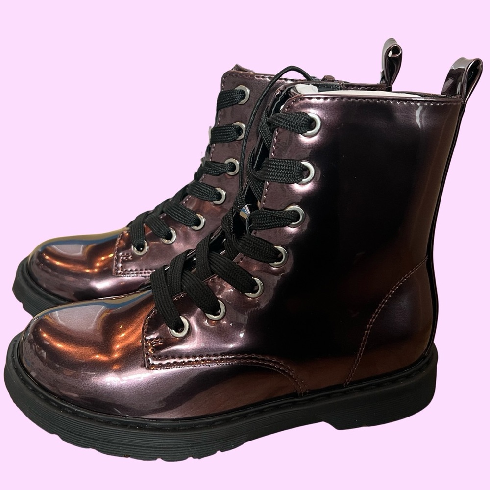 Brand New Size 12 Metallic Purple Combat Boots | Trendy, Stylish, & Durable